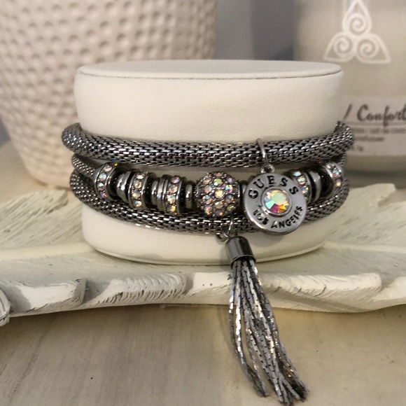 Guess Jewelry - NWT Silver Rhinestone Guess Stackable Bracelet